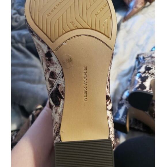 New Alex‎ Marie Leather Brown Snake Animal Print Zip Up Boots - Picture 7 of 7